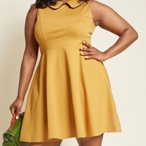Smak Parlour Collared Charisma Knit Dress Mustard Yellow Modcloth 3XL